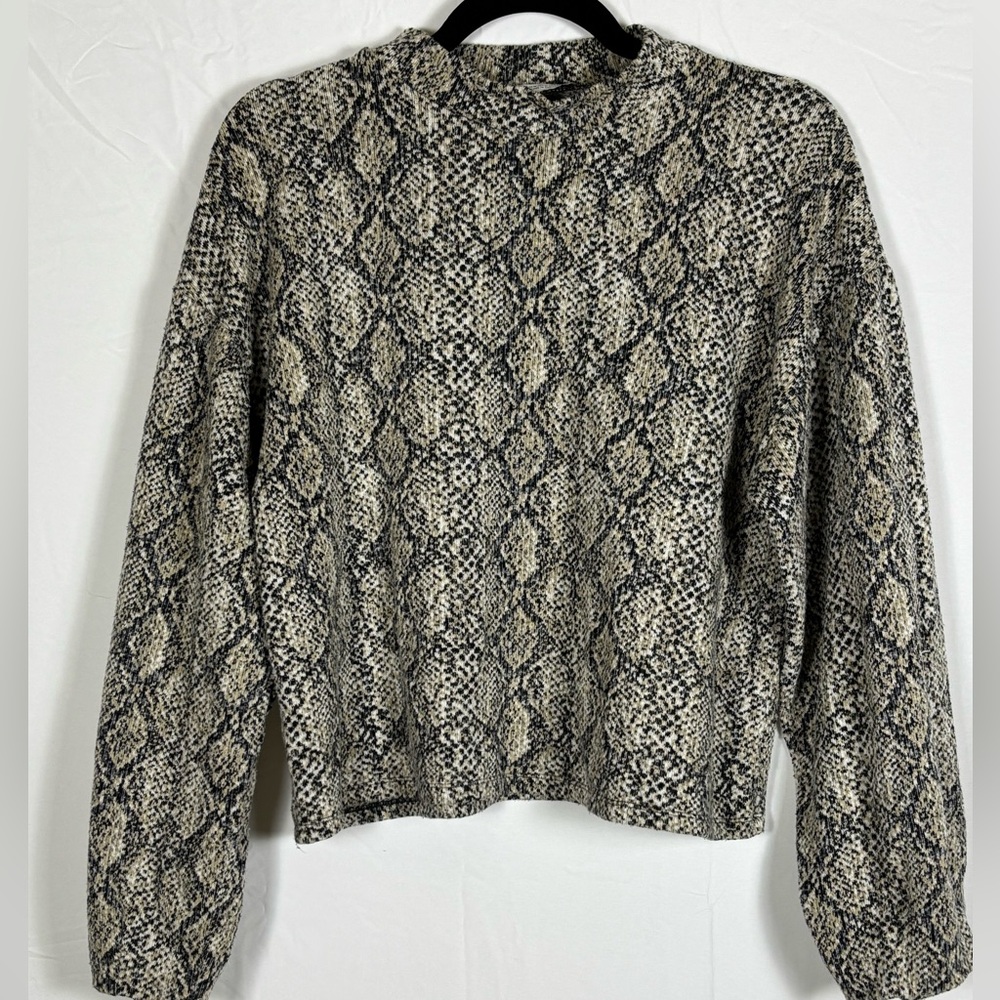 Zara Black Cream Snakeskin Print Sweater- M - Picture 3 of 9